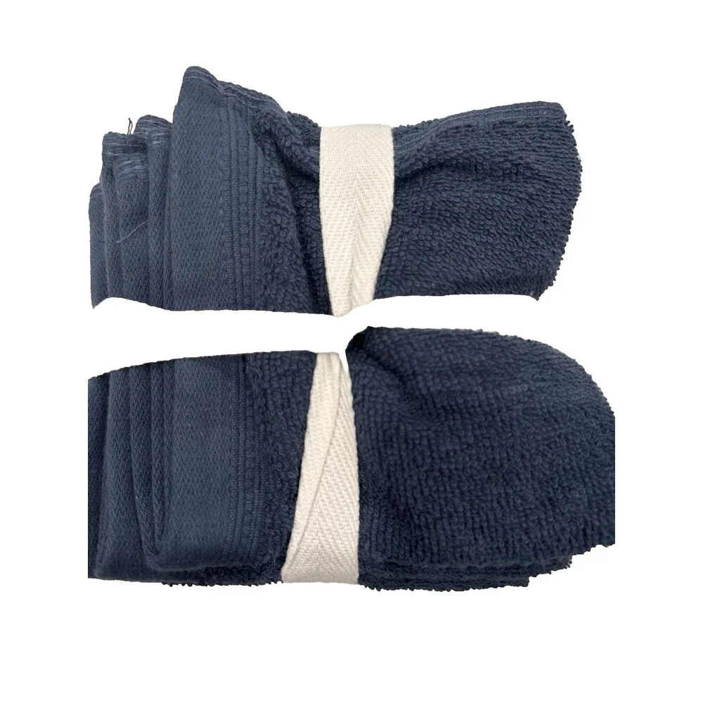 New Home Expressions Blue Navy Cotton Wash Cloths Set of 6